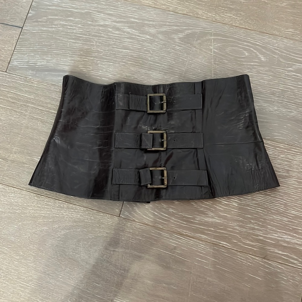 Jose Sanchez brown leather corset belt with back zipper
